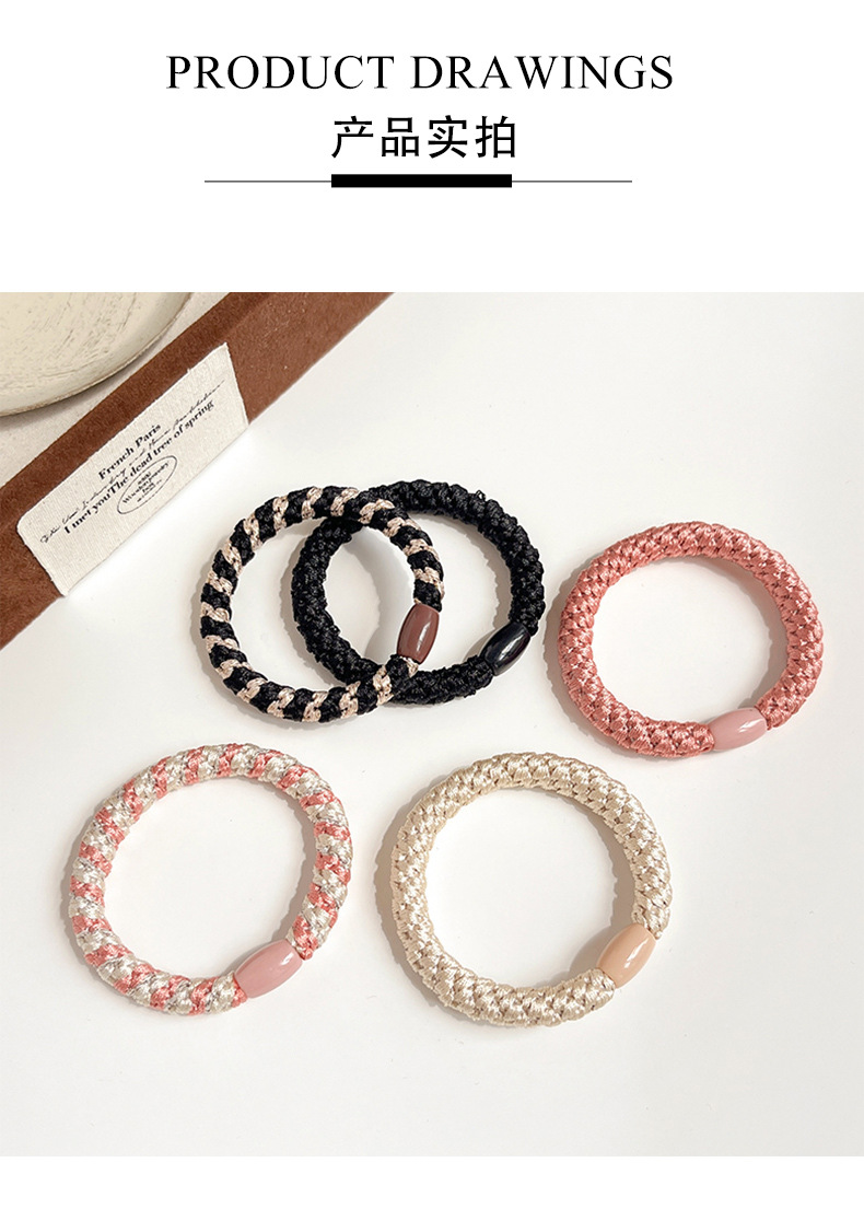 European and American gold wire braided hair tie, simple and highly elastic hair band, thickened and durable bun hair tie, ponytail hair band pic 9