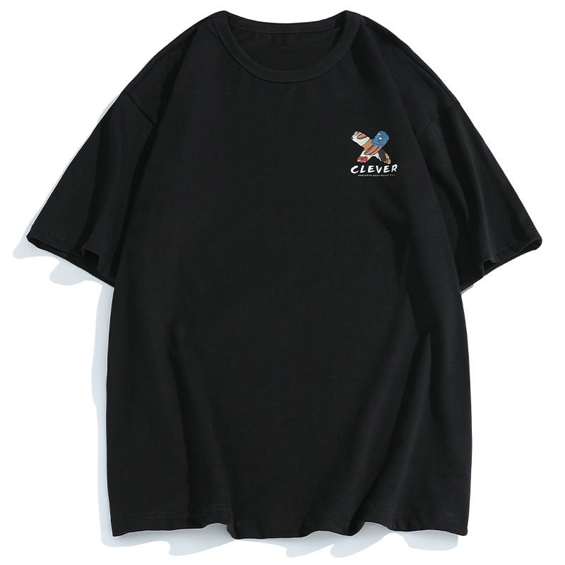 Hanlu Women's fashion brand colorful printed short-sleeved T-shirt for women 2022 Summer New style Loose pure cotton round-neck T-shirt Item Picture
