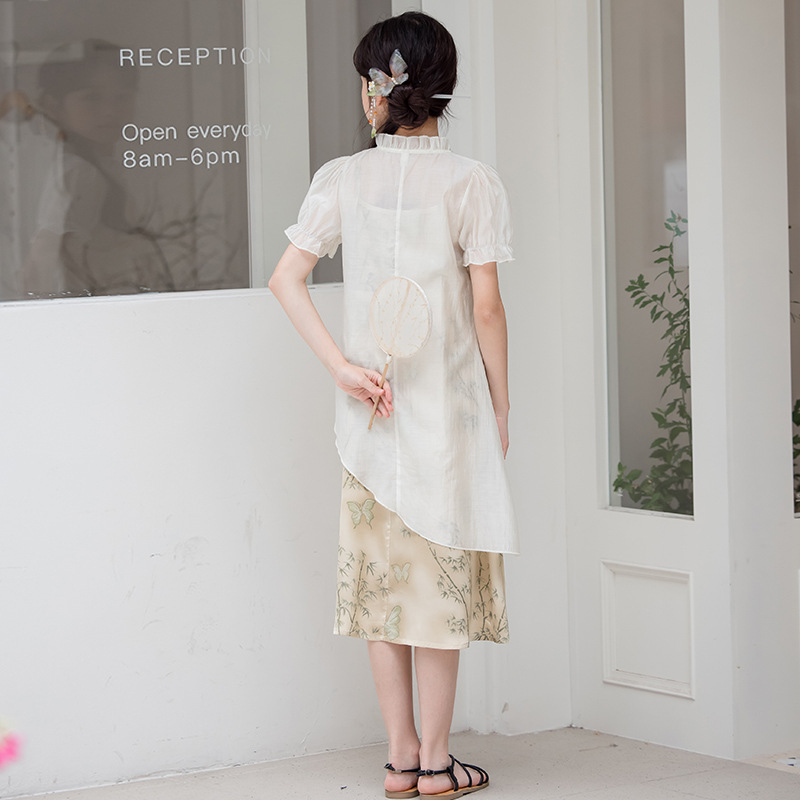 National Trend - Children's Clothing, Girls' Hanfu dress, Chinese style Irregular two-piece set, Summer improved Tang suit, children's cheongsam dress Application Scenario