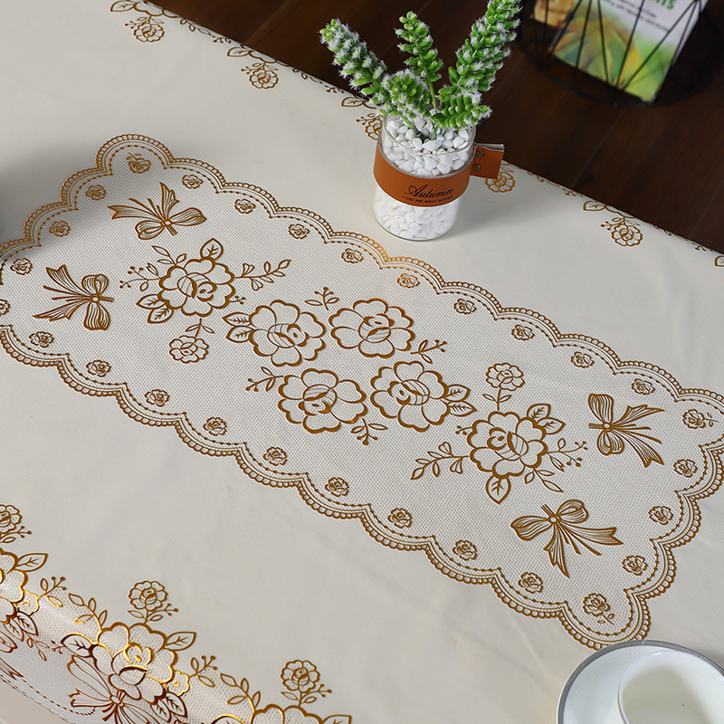 New Nordic Style Pvc Rectangular Flower Rich Tablecloth Waterproof And Oil-Proof Washless Table Cloth Household Coffee Table Mat Specification drawing