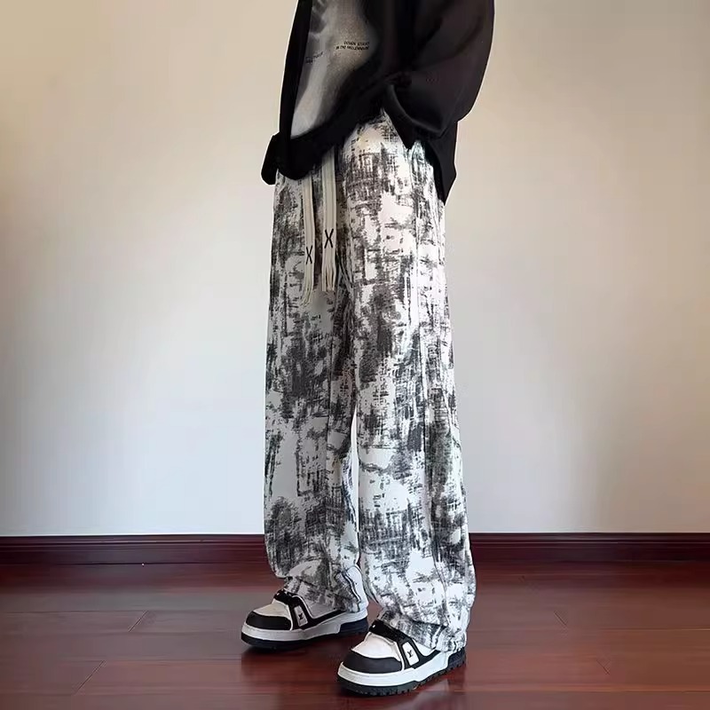 Niche tie-dye drape pants, men's autumn American vibe high-end sweatpants, teenagers' high street wide-leg casual pants Application Scenario