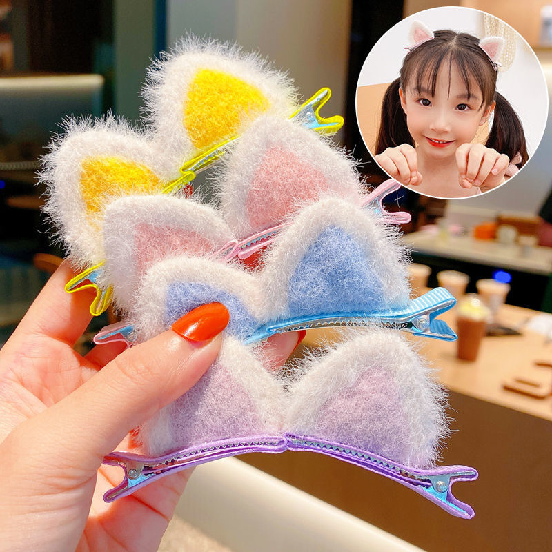 Cat-Ear Headdress Children's Hair Clip Fall/Winter New Plush Bangs Clip Side Hair Clip Little Girl Hair Clip Specification drawing