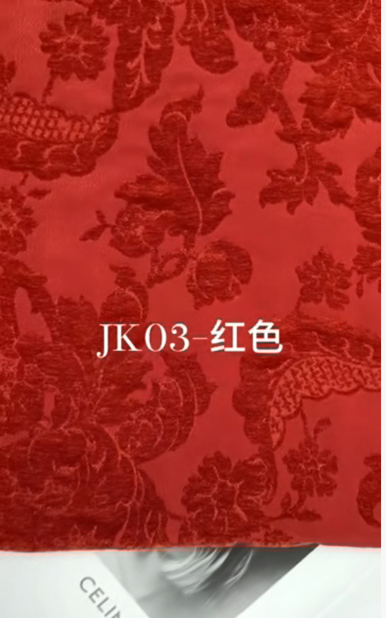 25新品人丝雪尼尔金属丝雪尼尔提花面料时装礼服婚服布料详情2