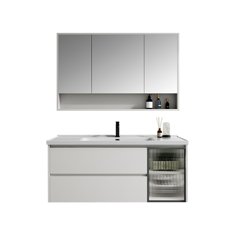 Gu Shi Bathroom Solid Wood Ceramic Integrated Basin Bathroom Cabinet Combination Of Smart Makeup Mirror Cabinet Hand Washing Table Wash Basin Item Picture