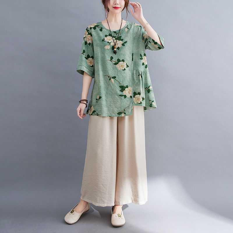 中年妈妈夏装白底实物图