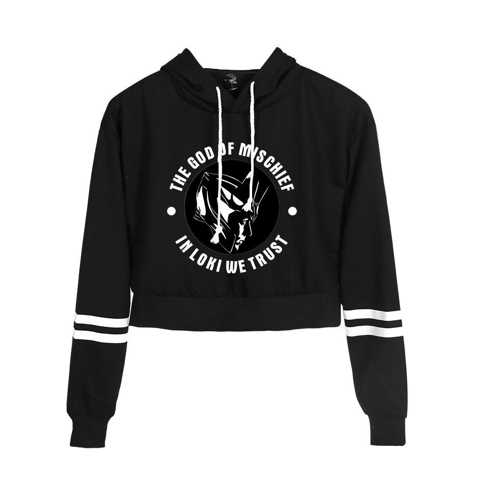 Peripheral printed casual girls' crop top hooded sweatshirt details Picture