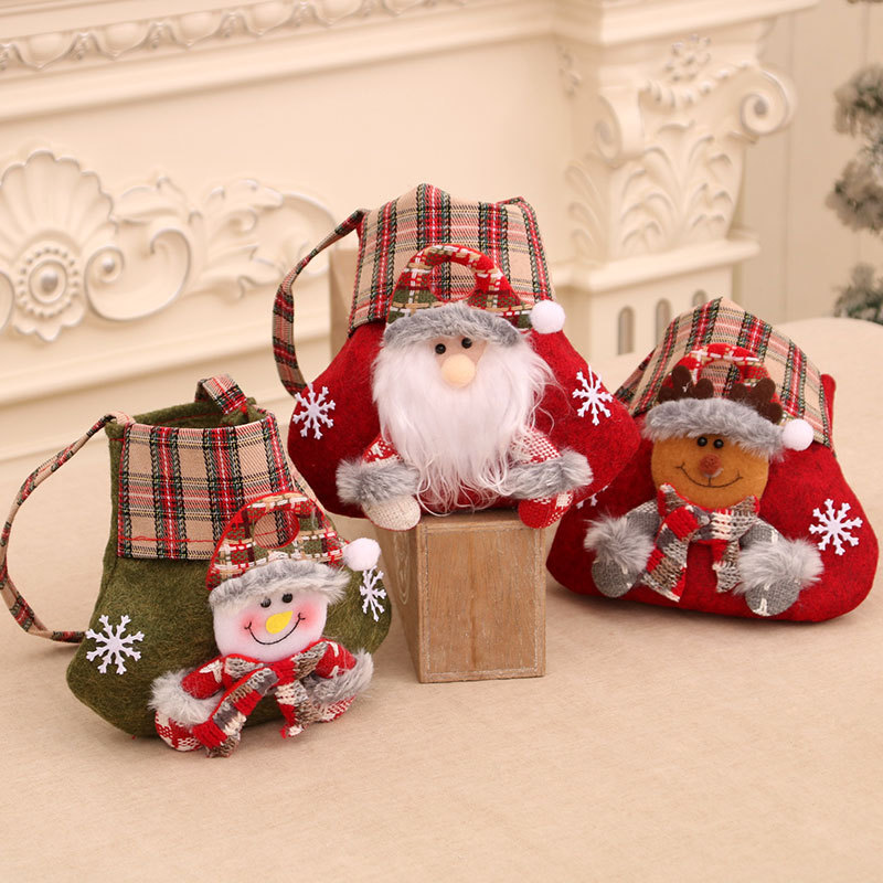 New Plaid Cartoon Christmas Candy Bag Gift Bag Christmas Tote Bag Apple Bag Christmas Gift Specification drawing