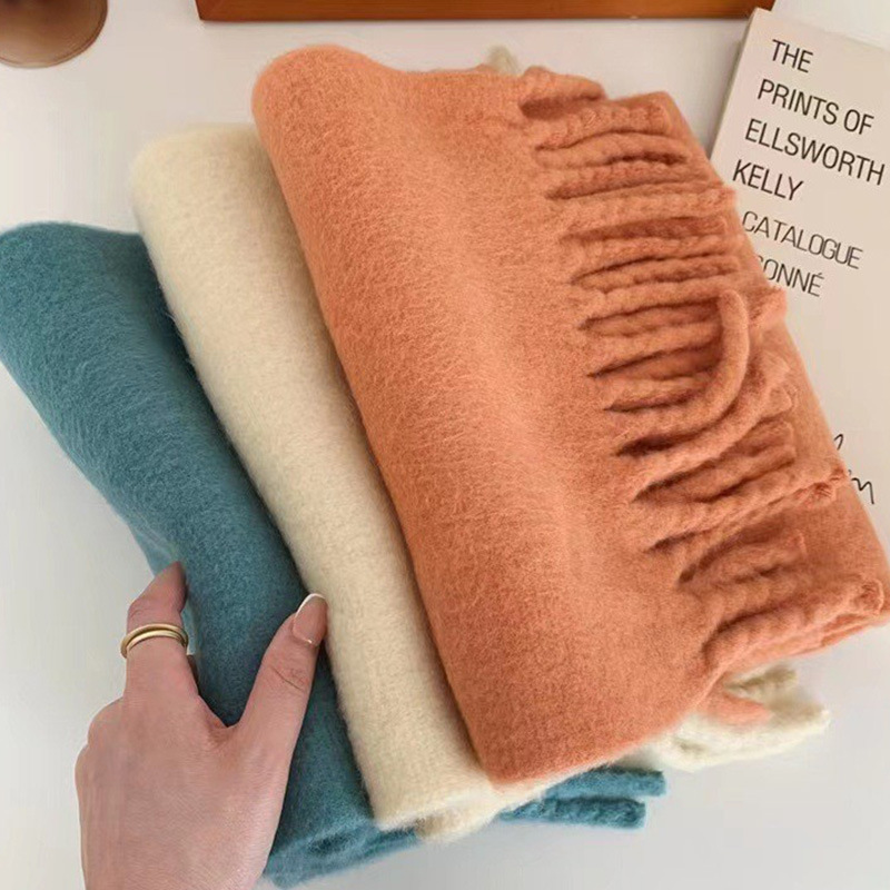 Knitted Short Small Scarf Korean Soft Waxy Outside With Soft Long Neck Winter Winter Student Couple Dual-Purpose Scarf Specification drawing