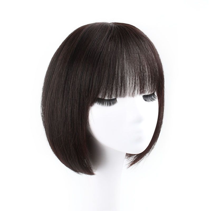 Factory wholesale of real hair coverings for women, air bangs, beauty restoration, Bob hairstyle, anti-aging wigs, full coverings of real hair Item Picture