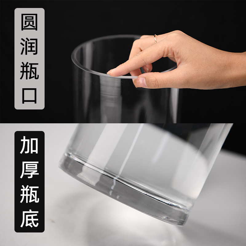 直筒现代简约透明玻璃高级感花瓶家用水培高颜值装饰摆件ins风详情图2