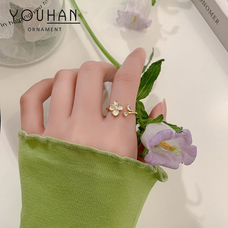 春夏新品花瓣戒指女小众设计ins潮冷淡风高级感食指指环日式轻奢
