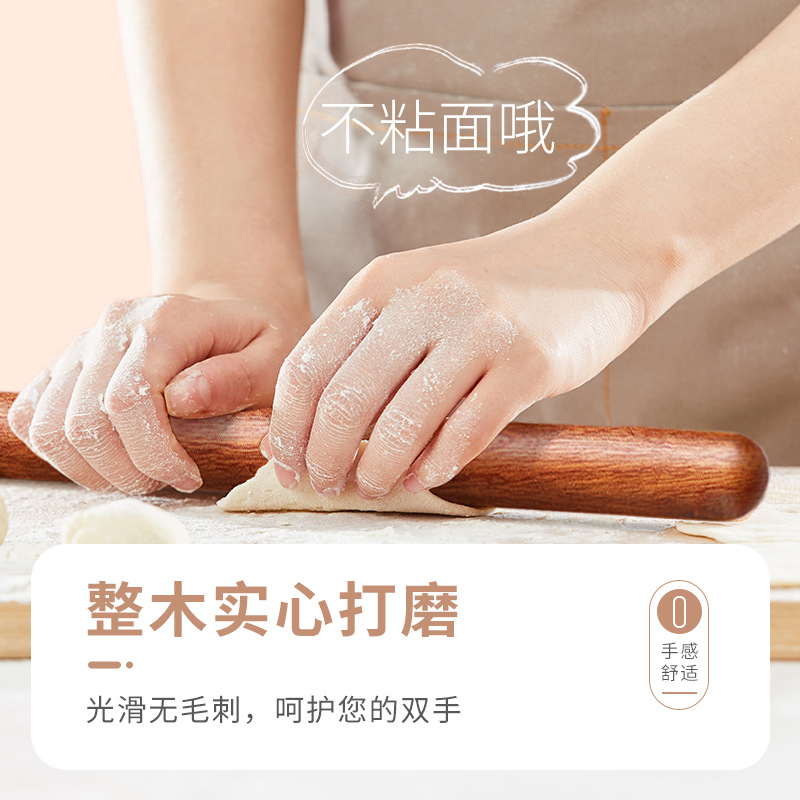 Ebony rolling pin, baking tool, kitchen household wooden rolling pin, dumpling wrapper rolling pin, flour stick, wooden stick details Picture