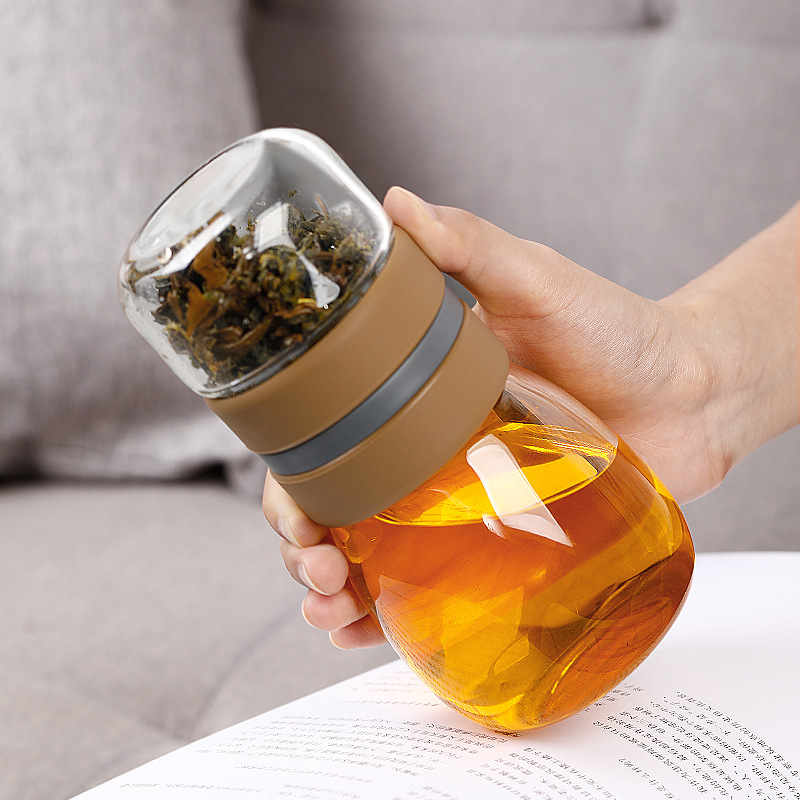 爆款茶水分离玻璃杯男士高档泡茶杯子个人便携茶杯大容量水杯