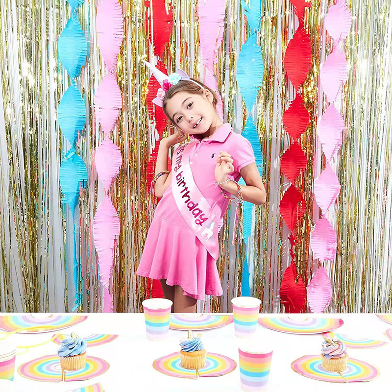 Cross Border Party Etiquette Shoulder Band Set Birthday Party English Print Shoulder Band Cute Unicorn Headband details Picture