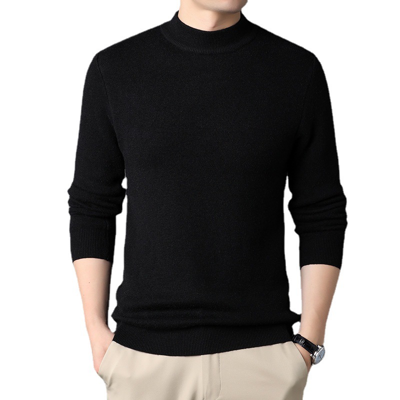 The new men's round-neck sweater for winter is a fashionable, simple, solid-color, fleece and thickened premium sweater that is comfortable and warm Item Picture