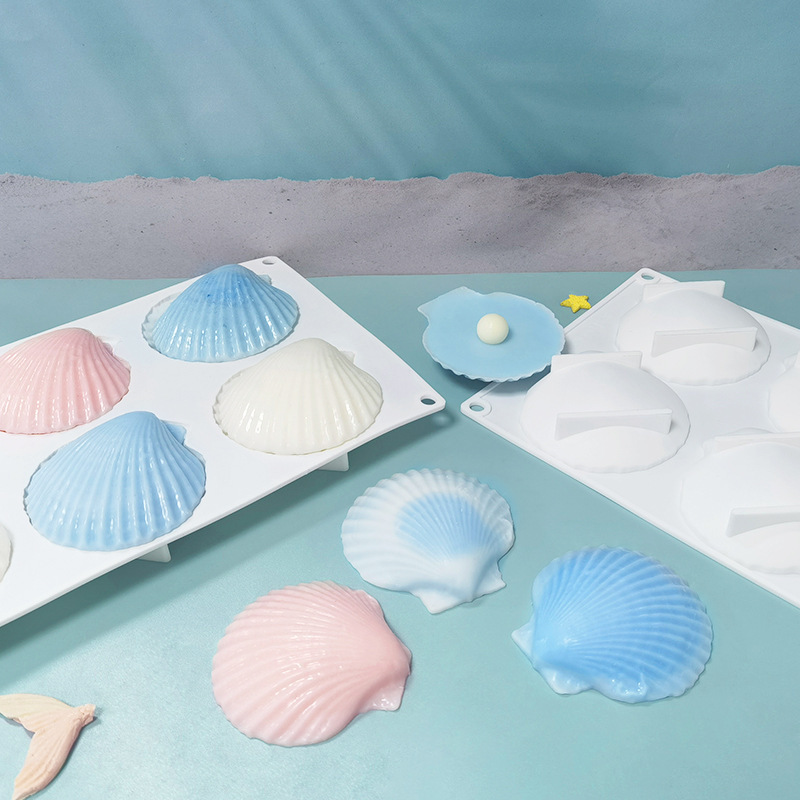 6 Shell Mousse Cake Silicone Mold Scallops Chocolate Fondant Round Pearl Baking Abrasives Specification drawing
