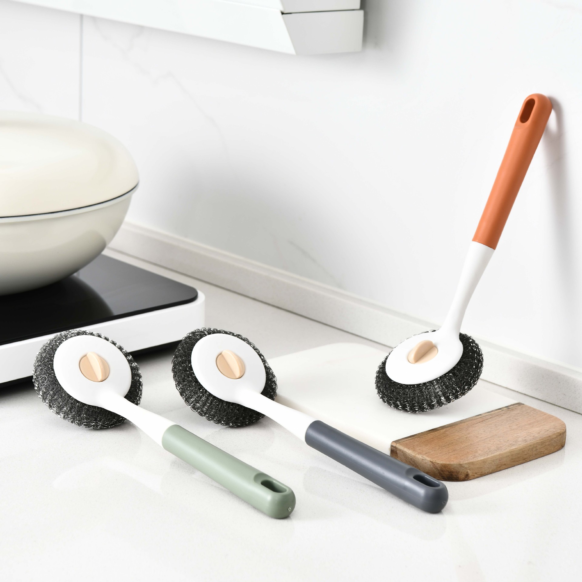 Steel wool balls can be used as substitutes for dishwashing brushes, kitchen pot brushes, and household long-handled cleaning brushes Specification drawing