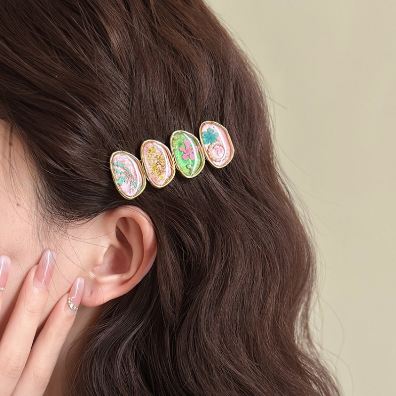 Forest-style fairy beauty side high-end forehead bangs hair clip for women's summer 2023 new style elegant side clip one-line clip