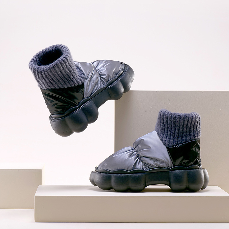 Padded slippers with high heels and shoe-feeling outdoor trend Snow boots for women cotton slippers for women to keep warm in winter