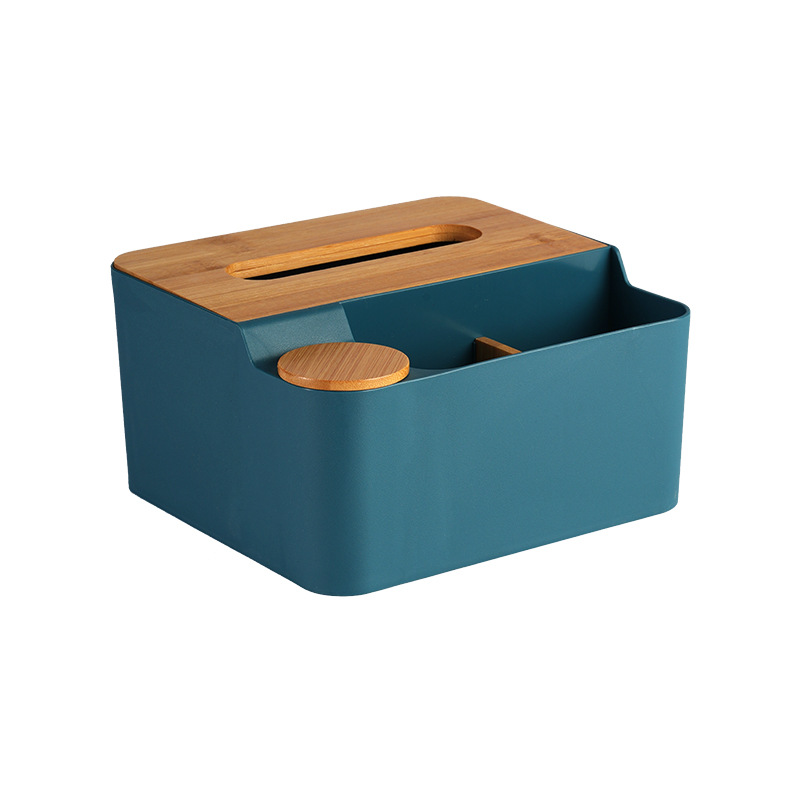 Multifunctional Wooden Desktop Tissue Box Household Living Room Plastic Remote Control Storage Box Simple Pumping Carton Logo Item Picture