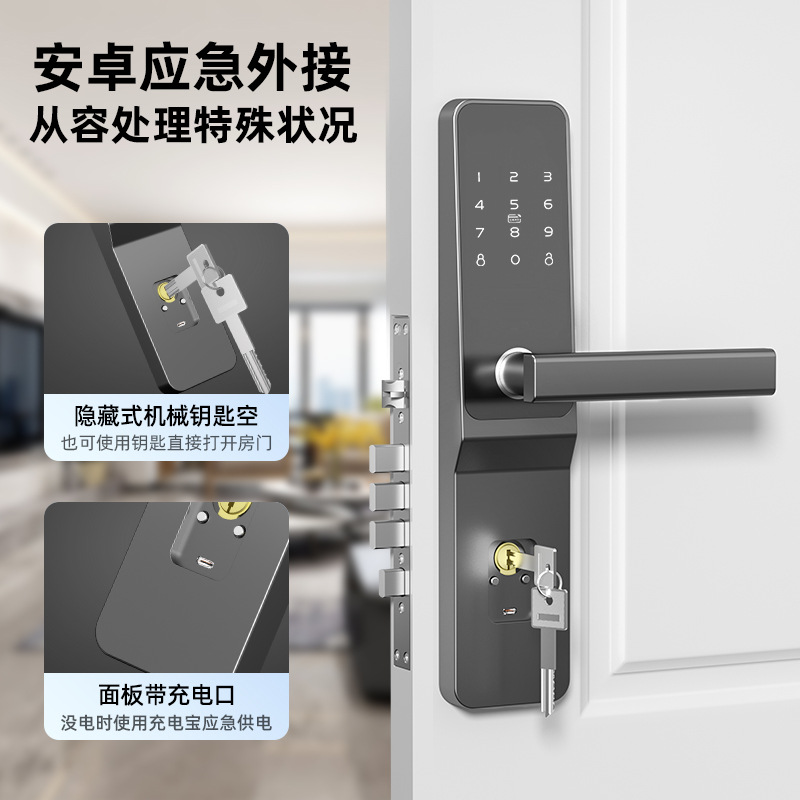 Wholesale smart door locks, anti-theft doors, electronic locks, rental houses, homestays, IC universal locks, APP remote apartments, password locks details Picture