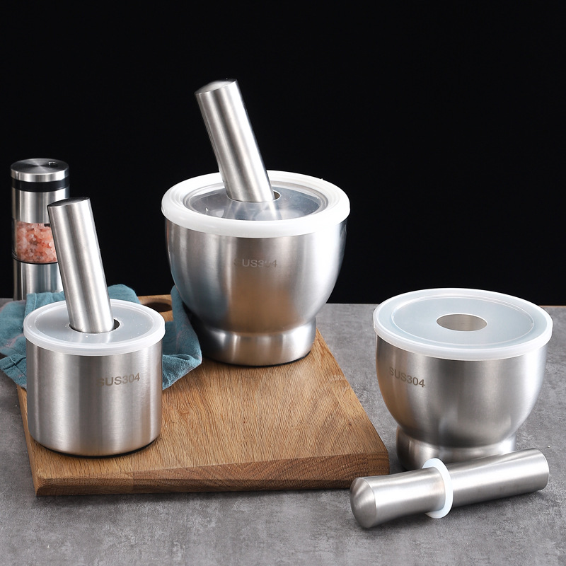 304 stainless steel mashing device, solid garlic mashing device, old-fashioned household grinder, medicine mashing jar, manual garlic paste device, mortar
