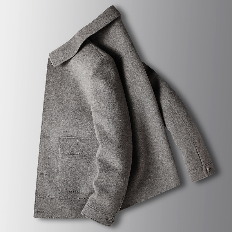 Men's jacket for autumn and winter, handcrafted double-sided wool lapel work jacket, business casual wool thickened coat Specification image