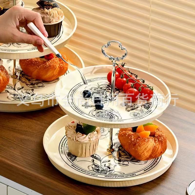In the living room, there are multi-layered fruit plates, popular snack plates, dried fruit and pastry plates, small platters, and compartments of plastic candy plates Specification image