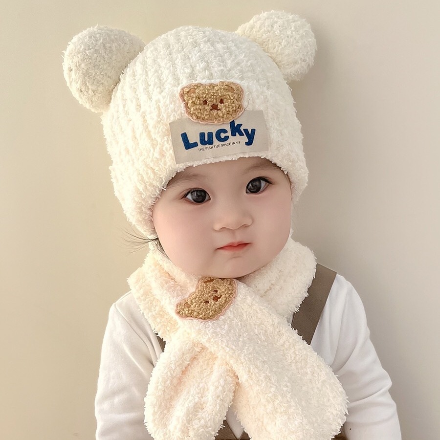 Baby Hat Baby Hat Children's Hat Baby Hat Autumn And Winter Men's And Women's Baby Knitted Knitted Hat Cute Super Cute Ear Scarf Hat Set Winter Application Scenario