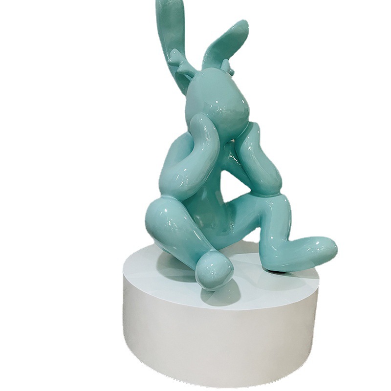 Modern Simple Electroplating Cartoon Thinking Rabbit Decoration Model Room Sales Office Living Room Study Creative Decoration Item Picture