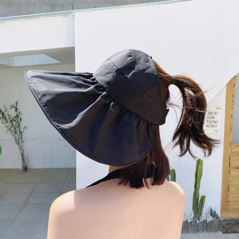 The manufacturer wholesals new black rubber wide-brimmed hats, outdoor sun hats, foldable spring and summer women's fisherman hats and sun hats Specification image