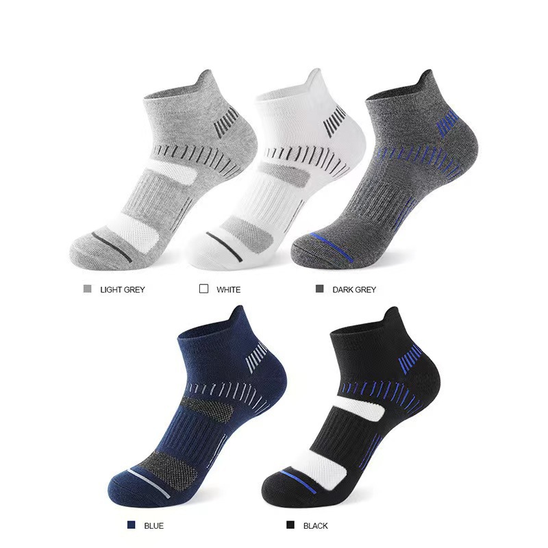 Cross-border foreign trade sports socks, mesh socks, men's breathable and sweat-absorbing boat socks, summer short-leg running and fitness trendy socks, cotton