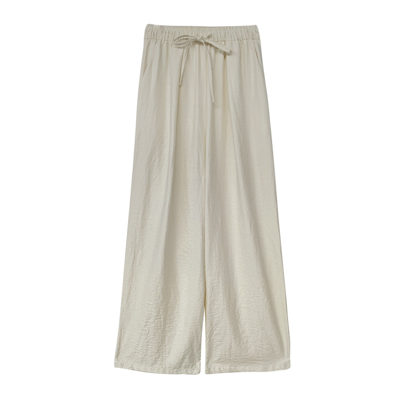 裤子人造棉/肥佬短裤/冰丝九分裤/女装女短袖时尚/棉裤白底实物图