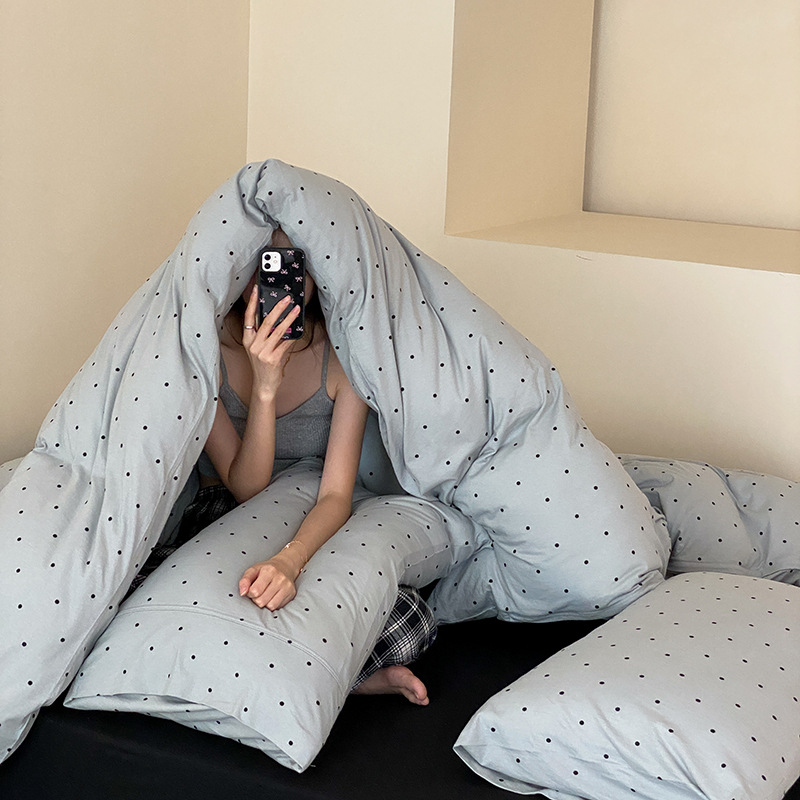 针织棉全棉ins风小波点软糯四件套亲肤A类天竺棉波点套件一件代发