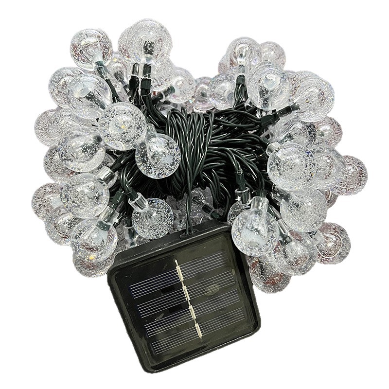 Cross-border led solar light strings, courtyard outdoor waterproof bubble ball colored lights, Christmas camping ultra-bright ins ambient lights Item Picture