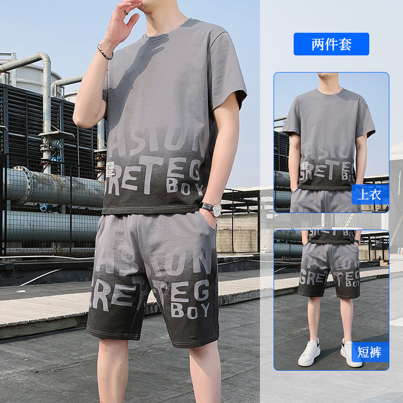 The new summer men's casual sportswear set, loose ims short sleeves and shorts, a cool summer men's fashion trend