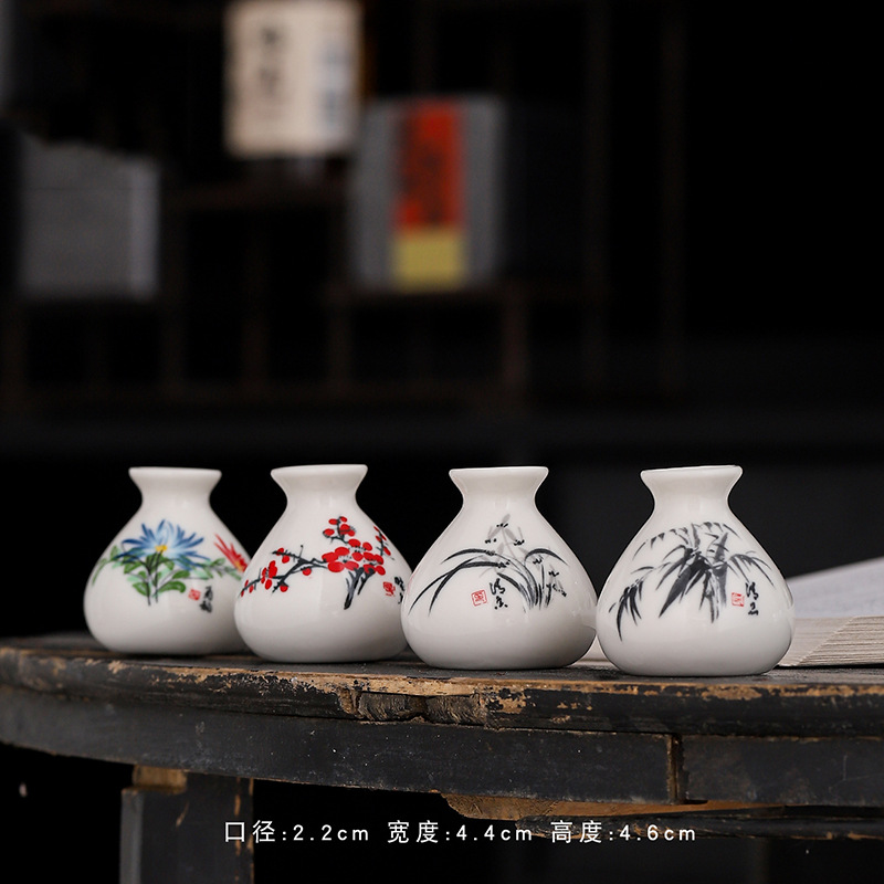 土器复古白色迷你陶瓷小花瓶酒店小众花瓶摆件客厅插花干冰壶摆件