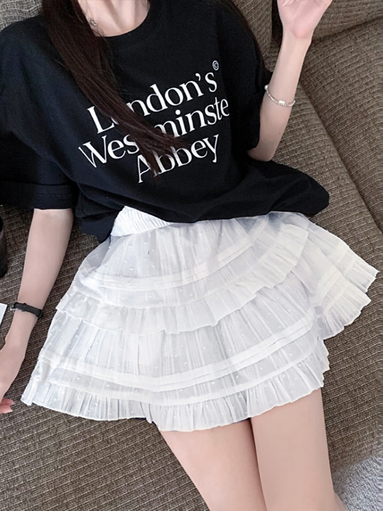 Cotton Ballet-Style White Lotus Leaf Border Skirt Women Small Cake Pompadour Skirt A-Line Skirt Application Scenario