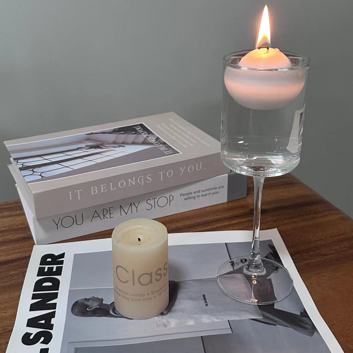 Glass candlesticks, European romantic candlelight dinner, tall candlesticks, wedding, birthday, hotel restaurant, water floating candle cups
