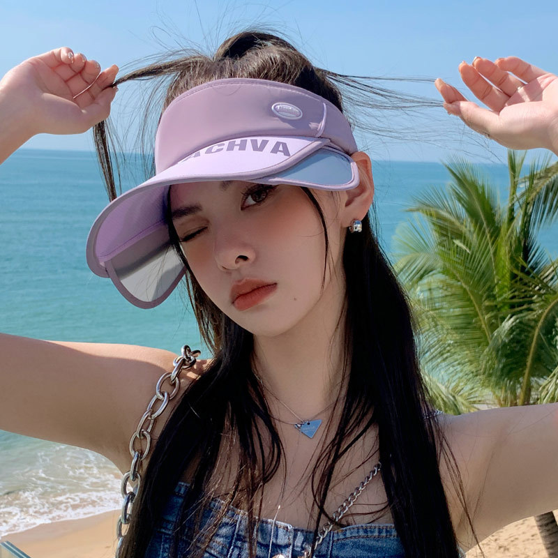 Summer Sun Hat Ladies Pull Board Empty Top Sunscreen Sports Hat Outdoor Cycling Large Along The Quick-Drying Cap Sub Tide