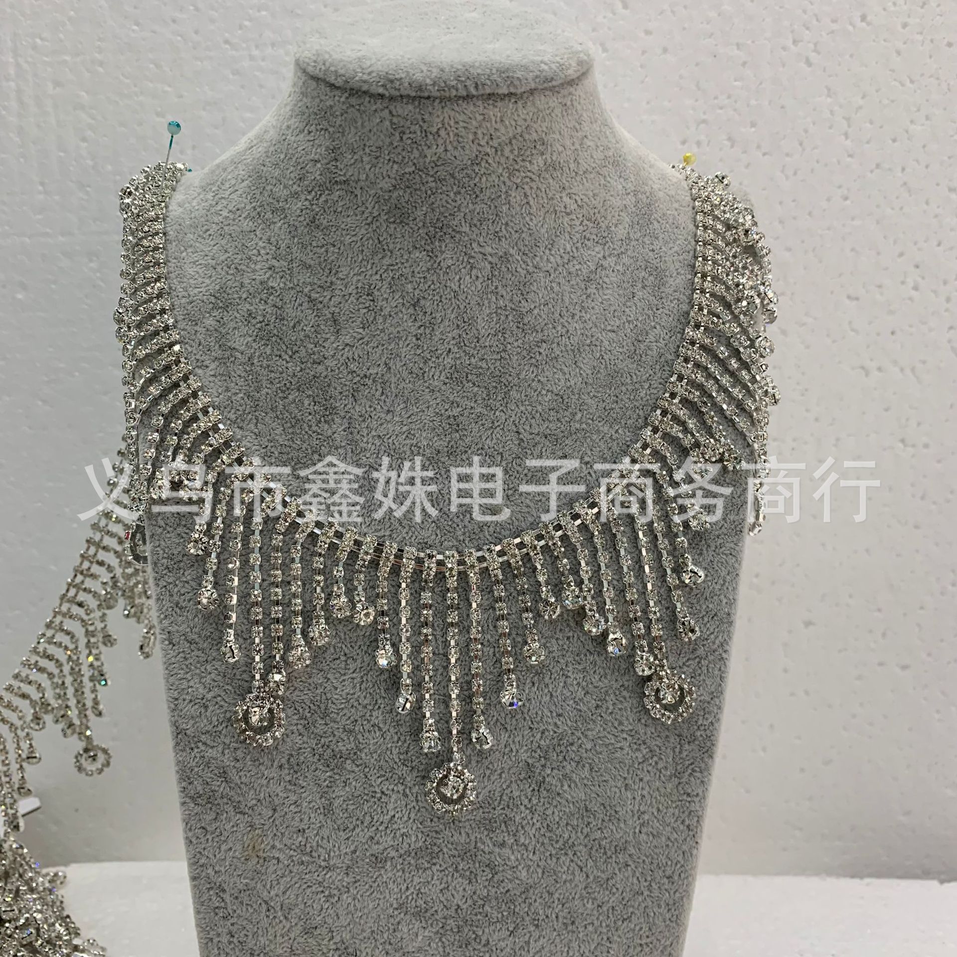 Tassel chain, triangular wavy lace, rhinestone welded chain, wedding dress and evening gown accessory decorative chain