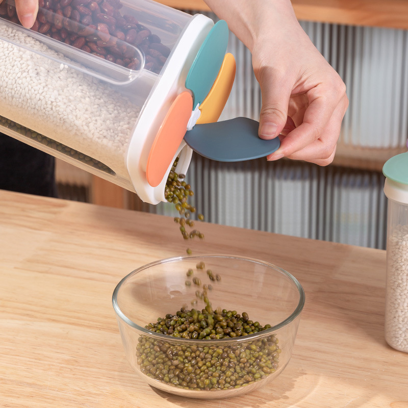 Compartmentalized sealed jar, fresh-keeping box, kitchen plastic noodle storage box, large-capacity five-grain and miscellaneous food jar, transparent storage jar 0750 Specification image
