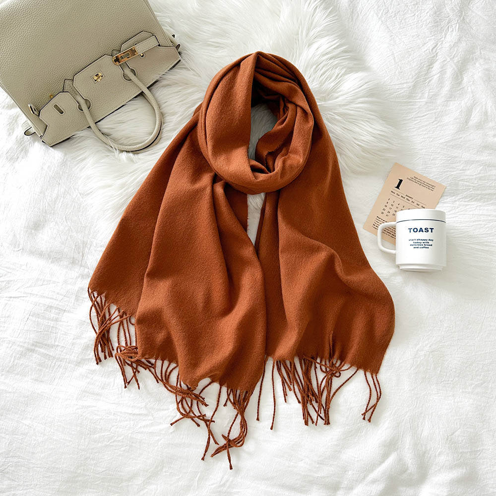 纯色围巾女冬季新款欧美仿羊绒围巾跨境多色保暖围脖长款披肩批发详情40