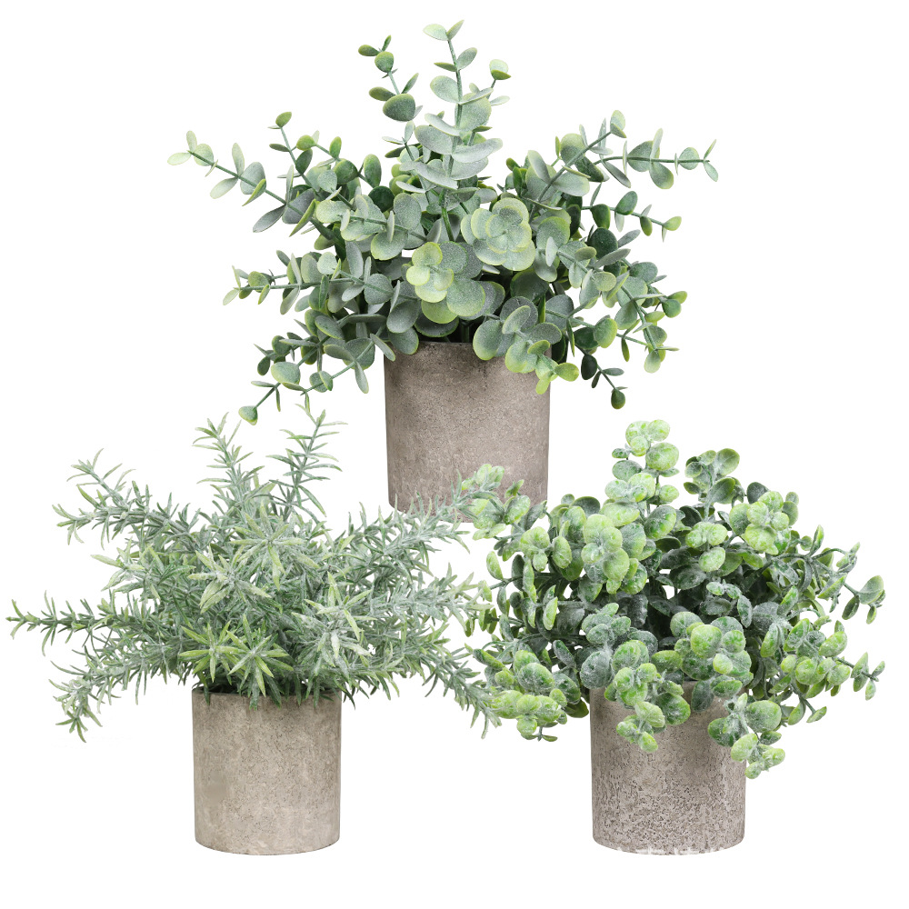 Cross-border home decoration items, including simulated green plant combinations, cylindrical pulp potted artificial flowers, simulated bonsai, and small desktop ornaments Specification image