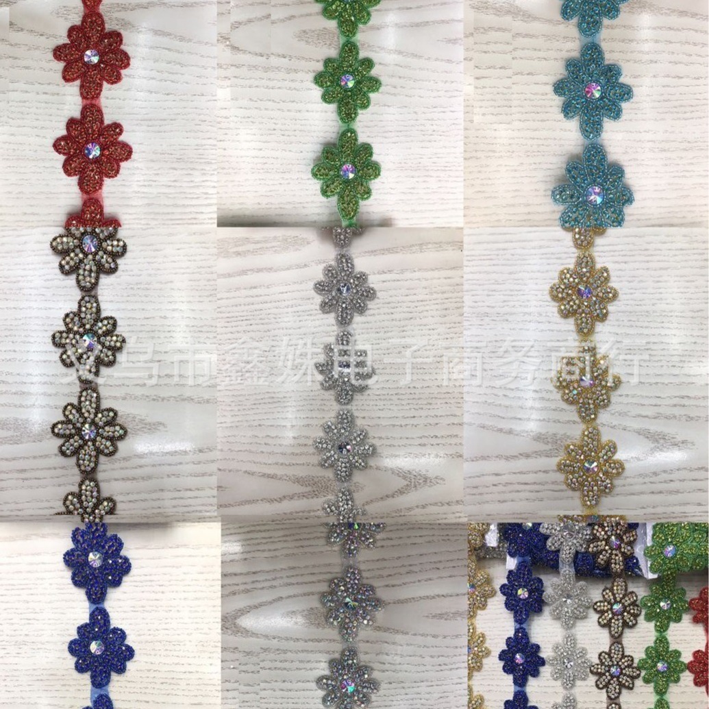 Self-adhesive decal DIY diamond-encrusted fabric, heavy-duty beaded flower, high-end luxurious rhinestone, handcrafted accessories Specification image