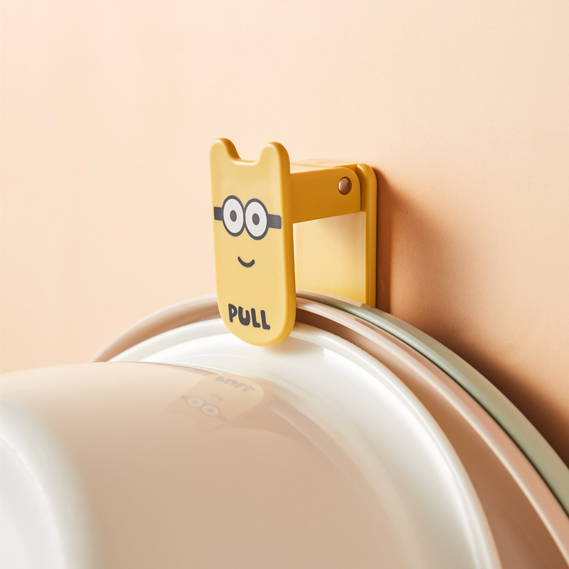 Cartoon creative no-hole washbasin hook, strong adhesive, bathroom traceless, kitchen storage rack, draining foot basin Specification image