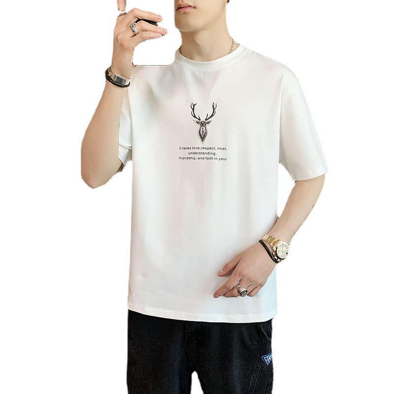 Short-sleeved T-shirt for men, pure cotton trendy brand, half-sleeved student summer men's wear, 2022 new men's trendy clothes and T-shirts Item Picture