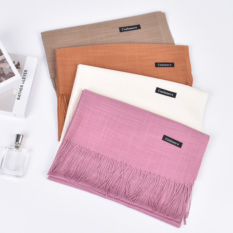 Bamboo joint yarn solid color scarf, summer light and breathable, fringed shawl, sun protection, cross-border silk scarf, new style, versatile, air-conditioned room