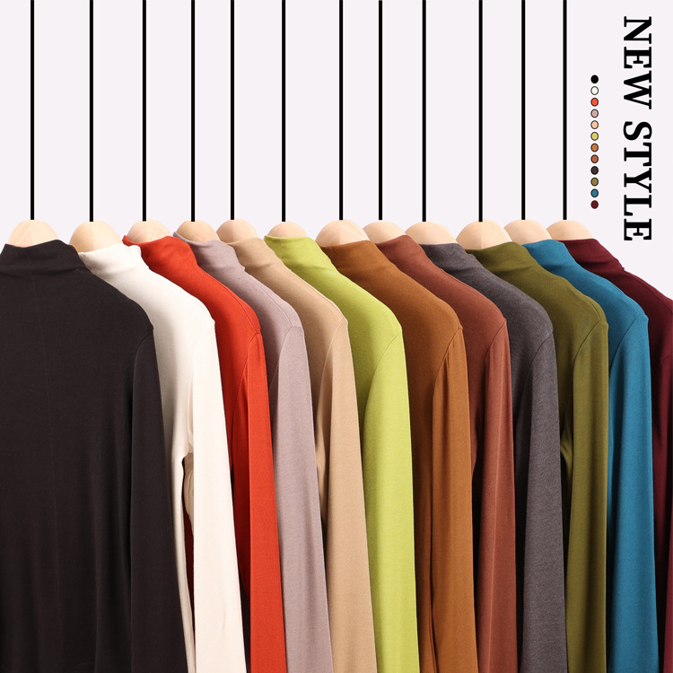 Autumn and winter solid-color cashmere protein essence wool Meiya Bi heating no-iron slimming base layer long-sleeved women's base layer shirt for women