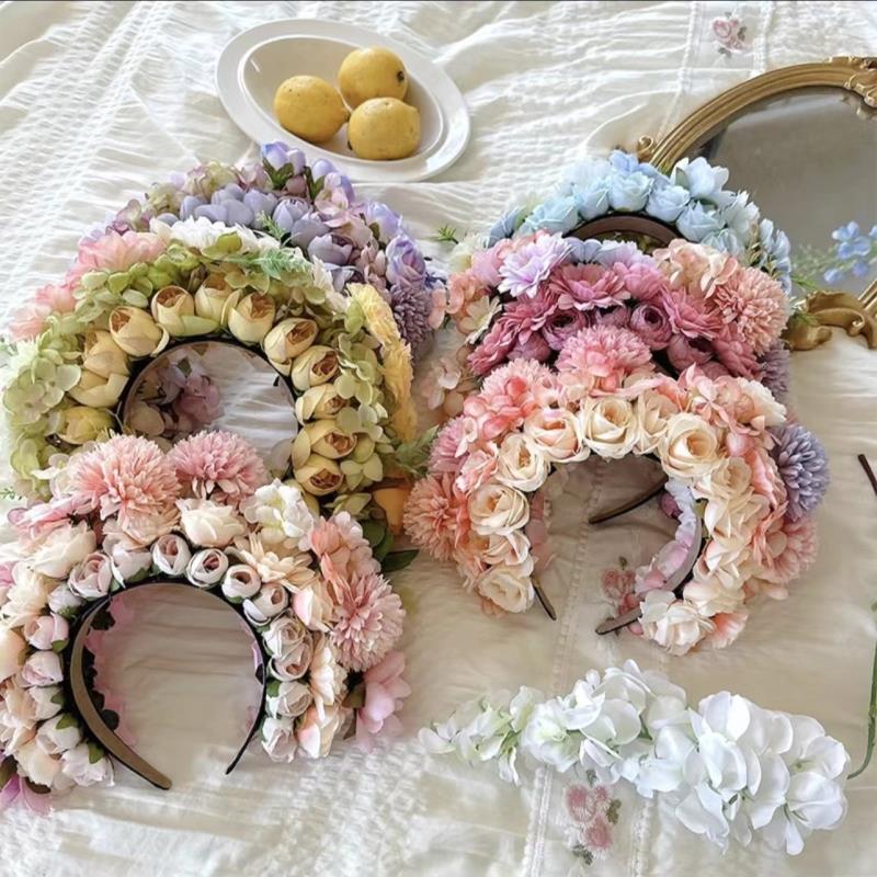 Children's Photography Props Hairpin Flower Headgear Double-Sided Silk Flower Hair Hoop Hanfu Accessories With Artificial Flower Handmade Hair Accessories Item Picture